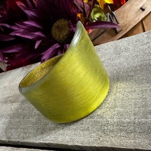 Alexis Bittar Yellow Lucite Cuff Bracelet 
Hand Carved